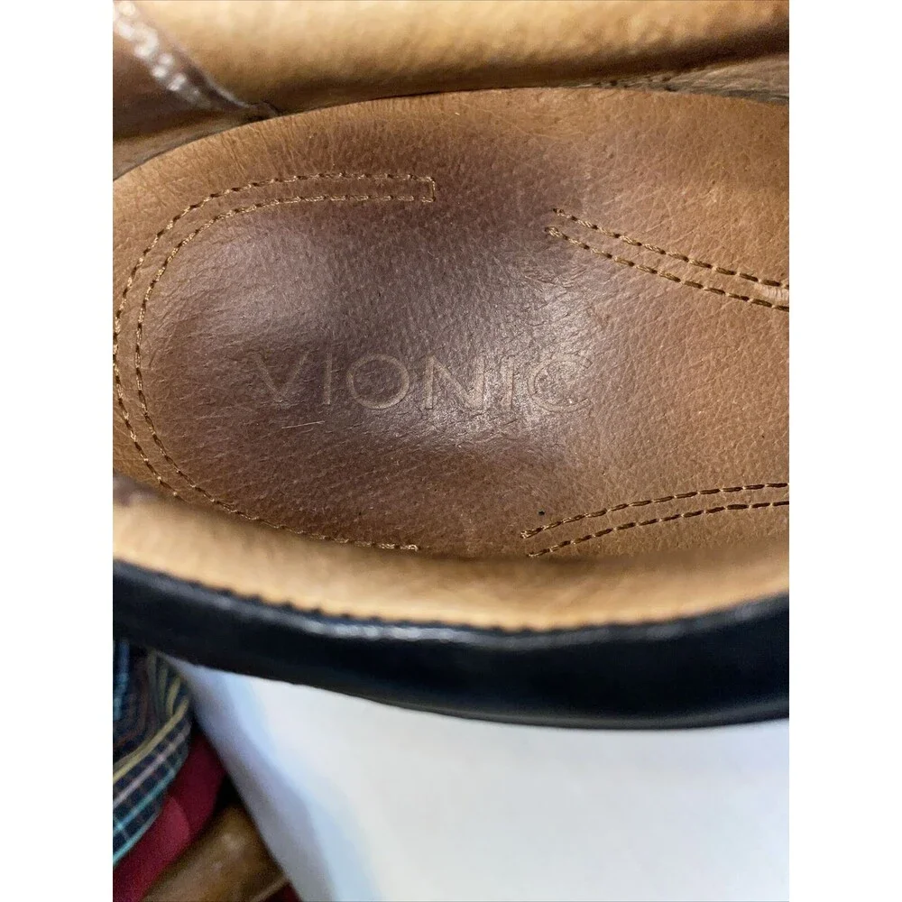 Vionic Captoe Dress Shoes Mens Size 9.5 M Black Leather Oxfords Block Heels